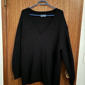 Black Babaton V-Neck Ribbed Sweater